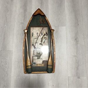 Fisherman’s Wooden Row Boat Bass Cabin Hanging Wall Art Decor Man-cave Cottage